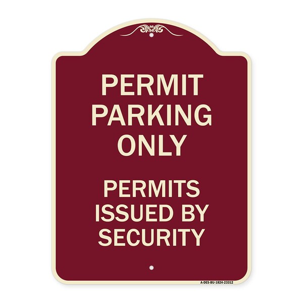 Permit Parking Permits Issued by Security Heavy-Gauge Aluminum Sign, 24" x 18", BU-1824-23312